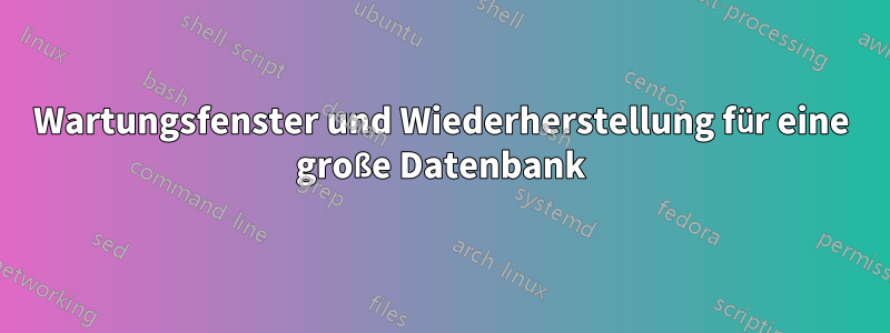 Wartungsfenster und Wiederherstellung für eine große Datenbank