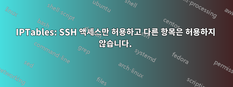 IPTables: SSH 액세스만 허용하고 다른 항목은 허용하지 않습니다.