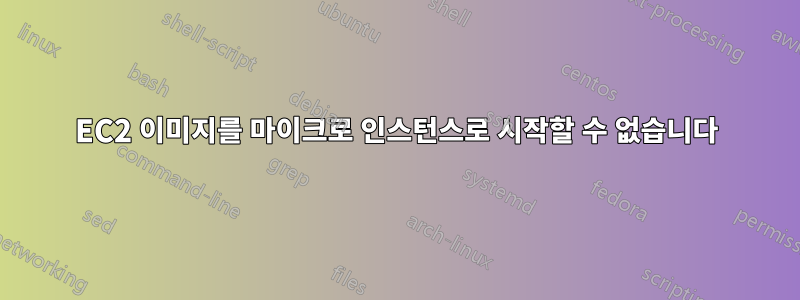 EC2 이미지를 마이크로 인스턴스로 시작할 수 없습니다