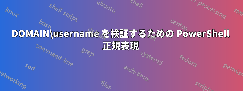 DOMAIN\username を検証するための PowerShell 正規表現