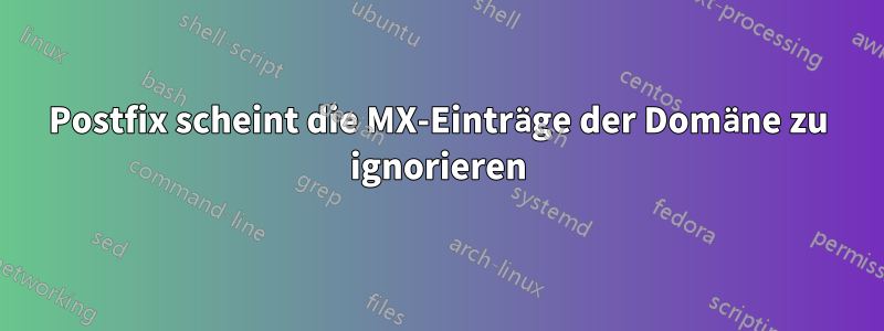 Postfix scheint die MX-Einträge der Domäne zu ignorieren