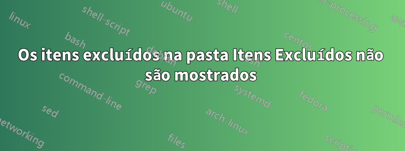 Os itens excluídos na pasta Itens Excluídos não são mostrados