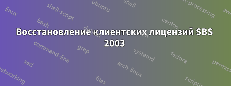 Восстановление клиентских лицензий SBS 2003