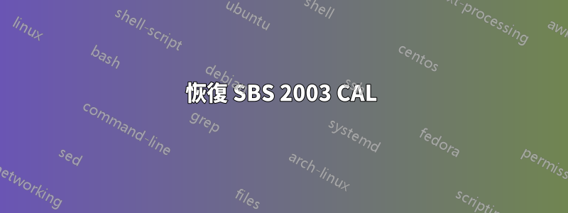 恢復 SBS 2003 CAL