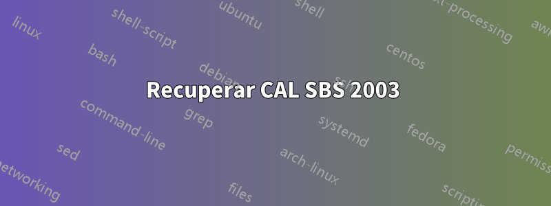 Recuperar CAL SBS 2003