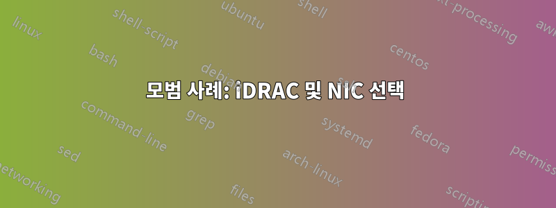 모범 사례: iDRAC 및 NIC 선택