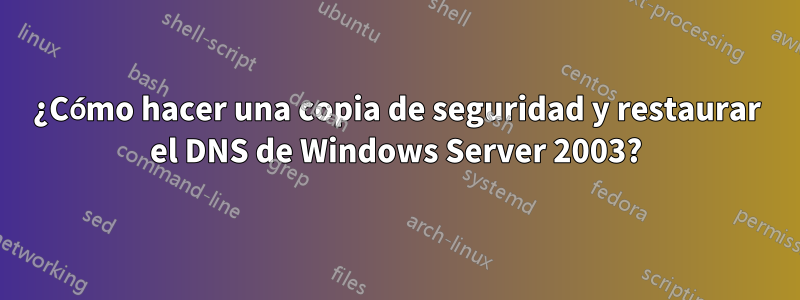 ¿Cómo hacer una copia de seguridad y restaurar el DNS de Windows Server 2003?