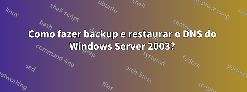 Como fazer backup e restaurar o DNS do Windows Server 2003?