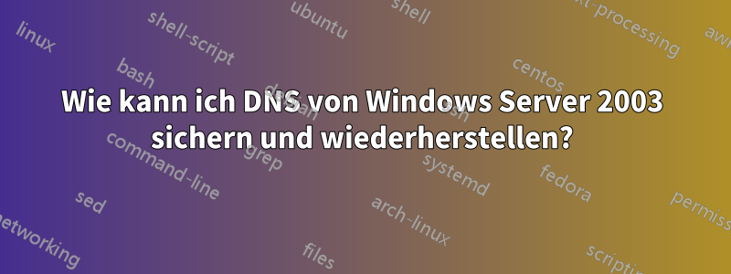 Wie kann ich DNS von Windows Server 2003 sichern und wiederherstellen?