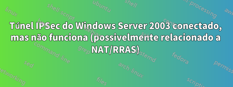 Túnel IPSec do Windows Server 2003 conectado, mas não funciona (possivelmente relacionado a NAT/RRAS)