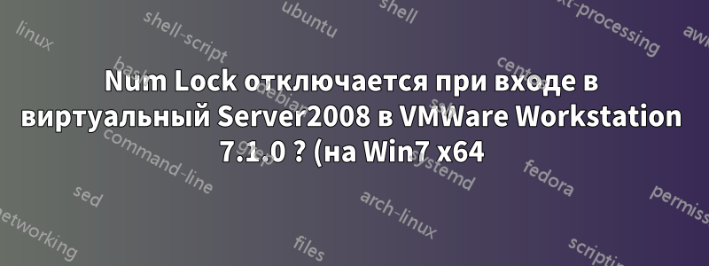 Num Lock отключается при входе в виртуальный Server2008 в VMWare Workstation 7.1.0 ? (на Win7 x64)