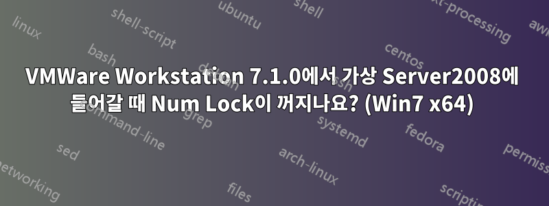 VMWare Workstation 7.1.0에서 가상 Server2008에 들어갈 때 Num Lock이 꺼지나요? (Win7 x64)