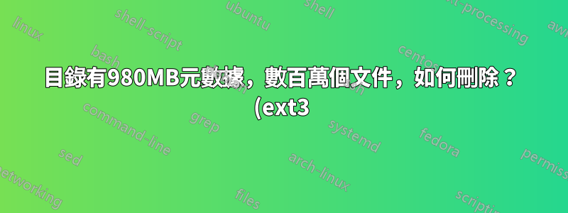 目錄有980MB元數據,數百萬個文件,如何刪除? (ext3)