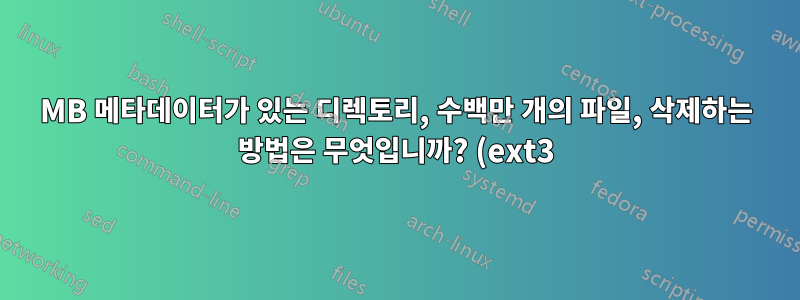 980MB 메타데이터가 있는 디렉토리, 수백만 개의 파일, 삭제하는 방법은 무엇입니까? (ext3)