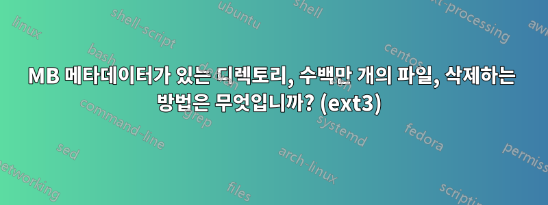 980MB 메타데이터가 있는 디렉토리, 수백만 개의 파일, 삭제하는 방법은 무엇입니까? (ext3) 