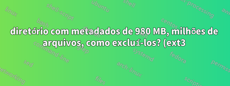 diretório com metadados de 980 MB, milhões de arquivos, como excluí-los? (ext3)