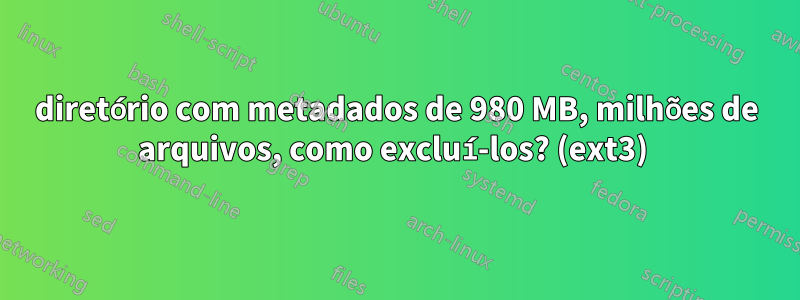 diretório com metadados de 980 MB, milhões de arquivos, como excluí-los? (ext3) 