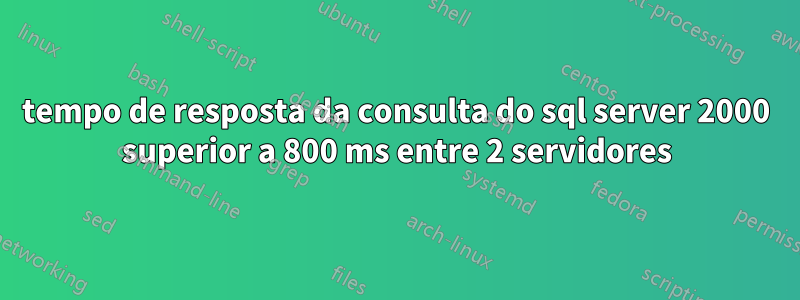 tempo de resposta da consulta do sql server 2000 superior a 800 ms entre 2 servidores