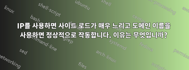 IP를 사용하면 사이트 로드가 매우 느리고 도메인 이름을 사용하면 정상적으로 작동합니다. 이유는 무엇입니까?