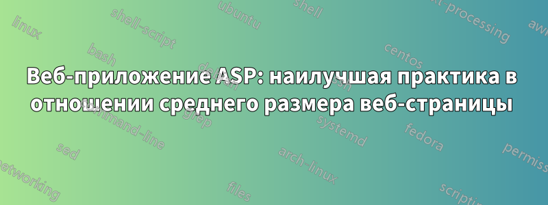 Веб-приложение ASP: наилучшая практика в отношении среднего размера веб-страницы