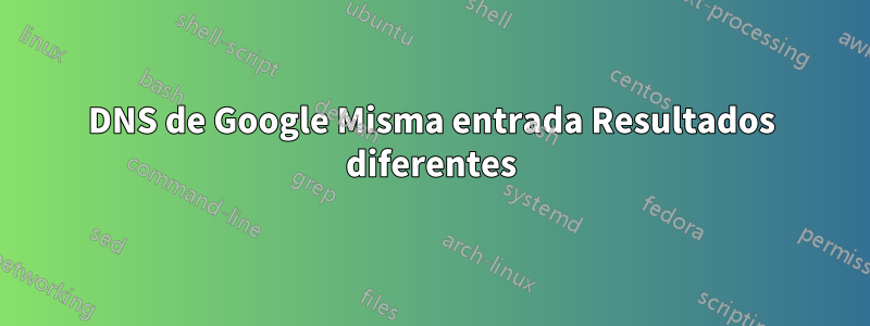 DNS de Google Misma entrada Resultados diferentes