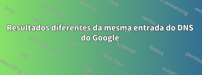 Resultados diferentes da mesma entrada do DNS do Google