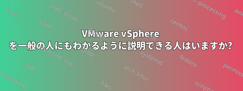 VMware vSphere を一般の人にもわかるように説明できる人はいますか?