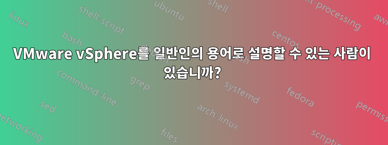 VMware vSphere를 일반인의 용어로 설명할 수 있는 사람이 있습니까?