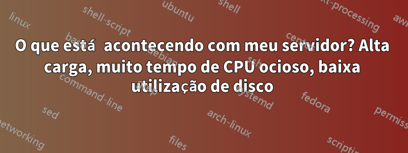 O que está acontecendo com meu servidor? Alta carga, muito tempo de CPU ocioso, baixa utilização de disco