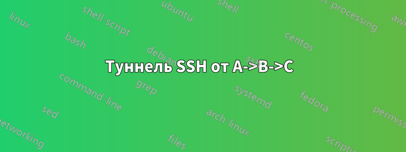 Туннель SSH от A->B->C 