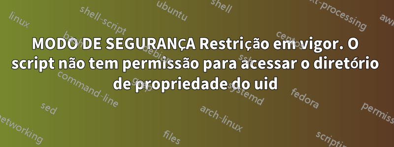MODO DE SEGURANÇA Restrição em vigor. O script não tem permissão para acessar o diretório de propriedade do uid