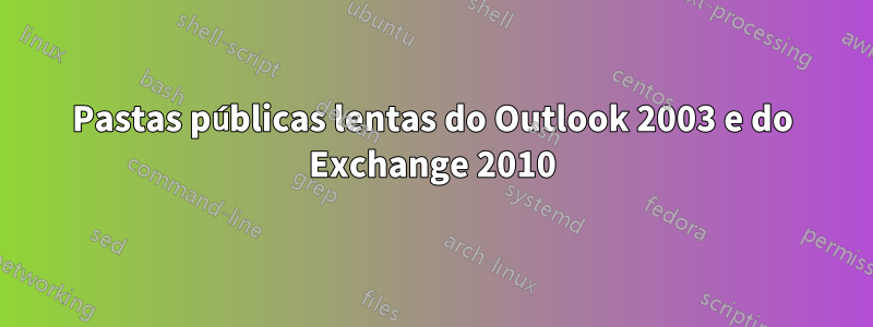 Pastas públicas lentas do Outlook 2003 e do Exchange 2010