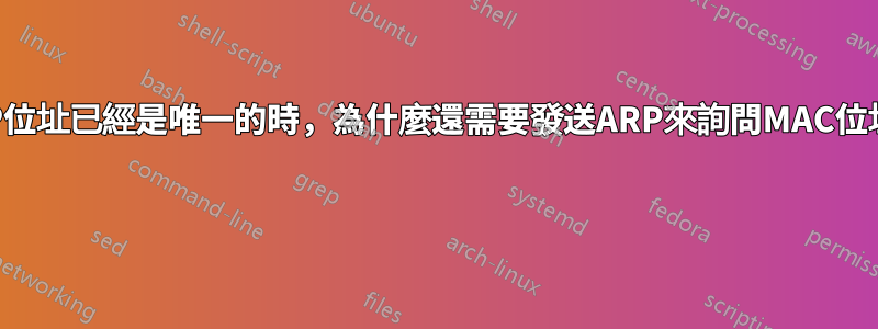 當IP位址已經是唯一的時，為什麼還需要發送ARP來詢問MAC位址？ 