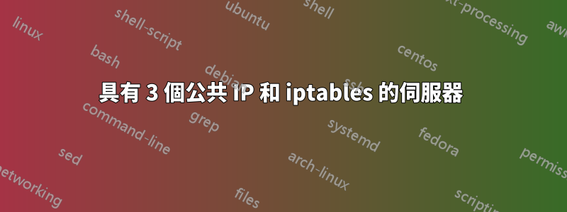 具有 3 個公共 IP 和 iptables 的伺服器