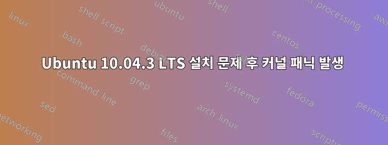 Ubuntu 10.04.3 LTS 설치 문제 후 커널 패닉 발생