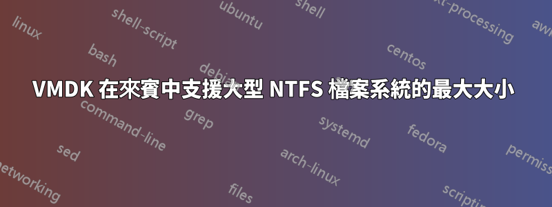 VMDK 在來賓中支援大型 NTFS 檔案系統的最大大小