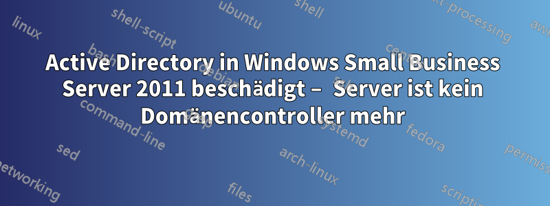 Active Directory in Windows Small Business Server 2011 beschädigt – Server ist kein Domänencontroller mehr