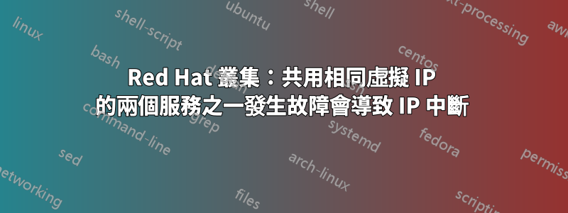 Red Hat 叢集：共用相同虛擬 IP 的兩個服務之一發生故障會導致 IP 中斷