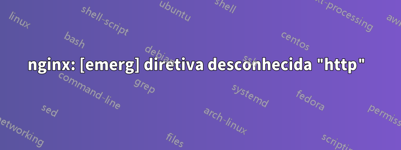 nginx: [emerg] diretiva desconhecida "http"