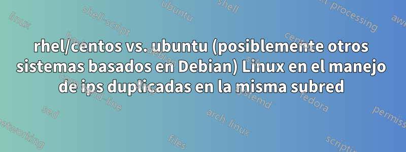 rhel/centos vs. ubuntu (posiblemente otros sistemas basados ​​en Debian) Linux en el manejo de ips duplicadas en la misma subred