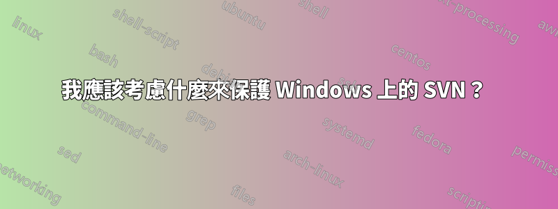 我應該考慮什麼來保護 Windows 上的 SVN？ 