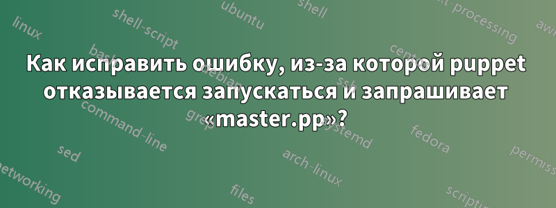 Как исправить ошибку, из-за которой puppet отказывается запускаться и запрашивает «master.pp»?