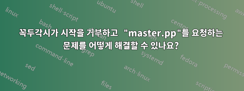 꼭두각시가 시작을 거부하고 "master.pp"를 요청하는 문제를 어떻게 해결할 수 있나요?