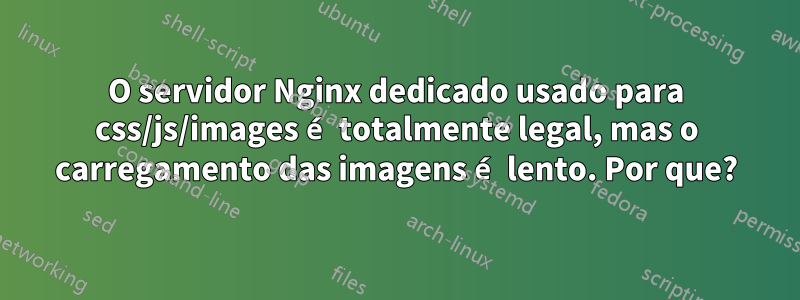 O servidor Nginx dedicado usado para css/js/images é totalmente legal, mas o carregamento das imagens é lento. Por que?