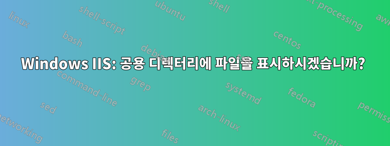 Windows IIS: 공용 디렉터리에 파일을 표시하시겠습니까?