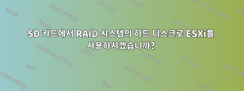 SD 카드에서 RAID 시스템의 하드 디스크로 ESXi를 사용하시겠습니까?