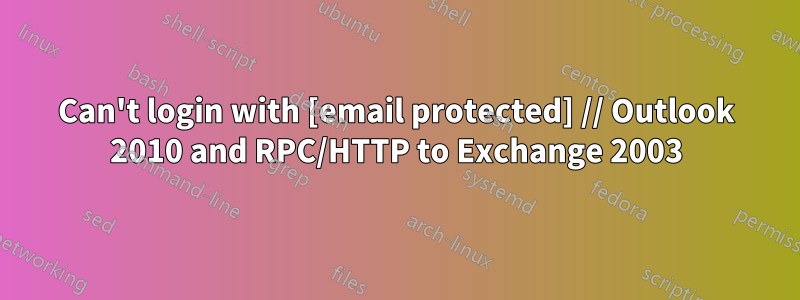 Can't login with [email protected] // Outlook 2010 and RPC/HTTP to Exchange 2003