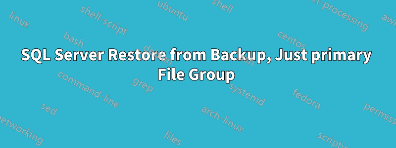 SQL Server Restore from Backup, Just primary File Group