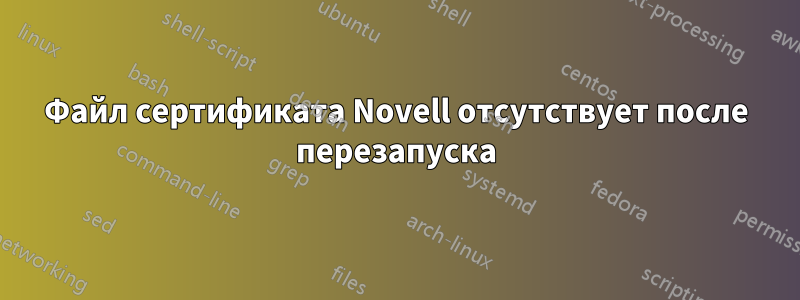 Файл сертификата Novell отсутствует после перезапуска