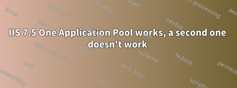 IIS 7.5 One Application Pool works, a second one doesn't work